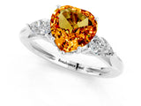 White gold Three-Stone Heart Cut Citrine Ring with Pear  Side Stones in Four-Prong Setting_13