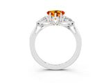 White gold Three-Stone Heart Cut Citrine Ring with Pear  Side Stones in Four-Prong Setting_15