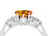 White gold Three-Stone Heart Cut Citrine Ring with Pear  Side Stones in Four-Prong Setting_16