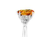 White gold Three-Stone Heart Cut Citrine Ring with Pear  Side Stones in Four-Prong Setting_17
