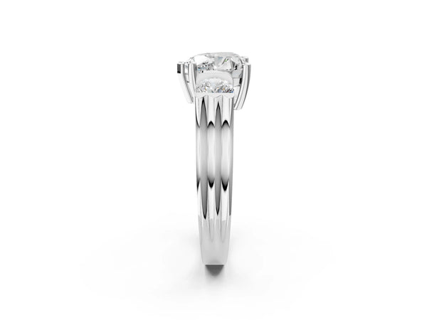 White gold Three-Stone Heart Cut Classic Band Prong Setting Ring