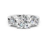 White gold Three-Stone Heart Cut Cut Diamond Engagement Ring with Flat Band and Four-Prong Setting_176