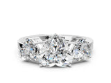 White gold Three-Stone Heart Cut Cut Diamond Engagement Ring with Flat Band and Four-Prong Setting_202