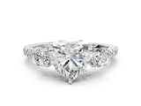 White gold Three-Stone Heart Cut Cut Diamond Pavé Band with Prong Setting_39