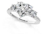 White gold Three-Stone Heart Cut Cut Diamond Pavé Band with Prong Setting_40