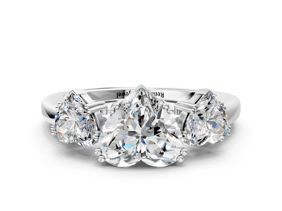 White gold Three-Stone Heart Cut Cut Diamond Ring with Channel Set Band and Four-Prong Setting_50