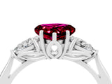 White gold Three-Stone Heart Cut Cut Diamond Ring with Pear Side Stones in Four-Prong Setting_4