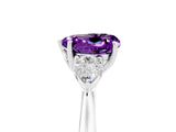 White gold Three-Stone Heart Cut Cut Diamond Ring with Pear Side Stones in Four-Prong Setting_5