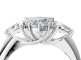 White gold Three-Stone Heart Cut Cut Diamond Ring with Trillion Side Stones and Four-Prong Setting_19