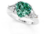 White gold Three-Stone Heart Cut Cut Diamond Ring with Trillion Side Stones and Four-Prong Setting_1