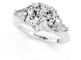 White gold Three-Stone Heart Cut Cut Diamond Ring with Trillion Side Stones and Four-Prong Setting_1