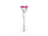 White gold Three-Stone Heart Cut Cut Diamond Ring with Trillion Side Stones and Four-Prong Setting_2