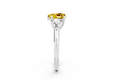 White gold Three-Stone Heart Cut Cut Diamond Ring with Trillion Side Stones and Four-Prong Setting_2