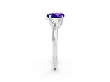 White gold Three-Stone Heart Cut Cut Diamond Ring with Trillion Side Stones and Four-Prong Setting_2