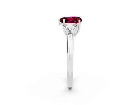 White gold Three-Stone Heart Cut Cut Diamond Ring with Trillion Side Stones and Four-Prong Setting_2