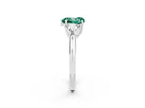 White gold Three-Stone Heart Cut Cut Diamond Ring with Trillion Side Stones and Four-Prong Setting_2