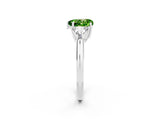 White gold Three-Stone Heart Cut Cut Diamond Ring with Trillion Side Stones and Four-Prong Setting_2