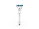 White gold Three-Stone Heart Cut Cut Diamond Ring with Trillion Side Stones and Four-Prong Setting_2