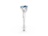 White gold Three-Stone Heart Cut Cut Diamond Ring with Trillion Side Stones and Four-Prong Setting_2