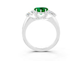 White gold Three-Stone Heart Cut Cut Diamond Ring with Trillion Side Stones and Four-Prong Setting_3