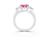 White gold Three-Stone Heart Cut Cut Diamond Ring with Trillion Side Stones and Four-Prong Setting_3
