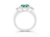 White gold Three-Stone Heart Cut Cut Diamond Ring with Trillion Side Stones and Four-Prong Setting_3