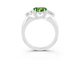 White gold Three-Stone Heart Cut Cut Diamond Ring with Trillion Side Stones and Four-Prong Setting_3