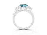 White gold Three-Stone Heart Cut Cut Diamond Ring with Trillion Side Stones and Four-Prong Setting_3