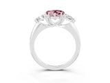 White gold Three-Stone Heart Cut Cut Diamond Ring with Trillion Side Stones and Four-Prong Setting_3