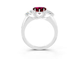 White gold Three-Stone Heart Cut Cut Diamond Ring with Trillion Side Stones and Four-Prong Setting_3