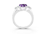 White gold Three-Stone Heart Cut Cut Diamond Ring with Trillion Side Stones and Four-Prong Setting_3