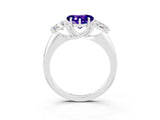 White gold Three-Stone Heart Cut Cut Diamond Ring with Trillion Side Stones and Four-Prong Setting_3