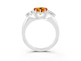 White gold Three-Stone Heart Cut Cut Diamond Ring with Trillion Side Stones and Four-Prong Setting_3