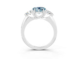 White gold Three-Stone Heart Cut Cut Diamond Ring with Trillion Side Stones and Four-Prong Setting_3