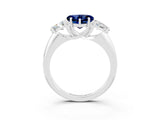 White gold Three-Stone Heart Cut Cut Diamond Ring with Trillion Side Stones and Four-Prong Setting_3