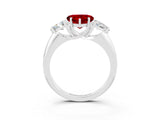 White gold Three-Stone Heart Cut Cut Diamond Ring with Trillion Side Stones and Four-Prong Setting_3