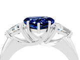 White gold Three-Stone Heart Cut Cut Diamond Ring with Trillion Side Stones and Four-Prong Setting_4