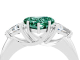 White gold Three-Stone Heart Cut Cut Diamond Ring with Trillion Side Stones and Four-Prong Setting_4