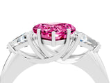 White gold Three-Stone Heart Cut Cut Diamond Ring with Trillion Side Stones and Four-Prong Setting_4
