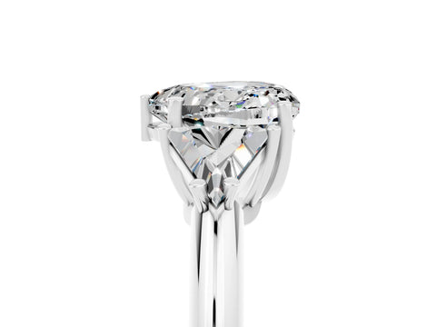 White gold Three-Stone Heart Cut Cut Diamond Ring with Trillion Side Stones and Four-Prong Setting_5