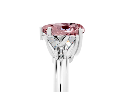 White gold Three-Stone Heart Cut Cut Diamond Ring with Trillion Side Stones and Four-Prong Setting_5