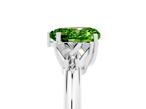 White gold Three-Stone Heart Cut Cut Diamond Ring with Trillion Side Stones and Four-Prong Setting_5