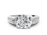 White gold Three-Stone Heart Cut Cut Diamond Ring with Trillion Side Stones on a Split Shank Band_113