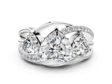 White gold Three-Stone Heart Cut Cut Diamond Split Shank Prong Set Ring_7