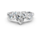 White gold Three-Stone Heart Cut Cut Milgrain Band Prong Setting Ring_116