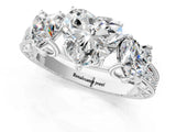 White gold Three-Stone Heart Cut Cut Milgrain Pavé Engagement Ring_8