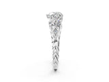 White gold Three-Stone Heart Cut Diamond Braided Band Ring with Four-Prong Setting_89