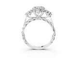 White gold Three-Stone Heart Cut Diamond Braided Band Ring with Four-Prong Setting_90