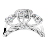 White gold Three-Stone Heart Cut Diamond Braided Band Ring with Four-Prong Setting_91