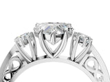 White gold Three-Stone Heart Cut Diamond Cathedral Engagement Ring with Prong Setting_18